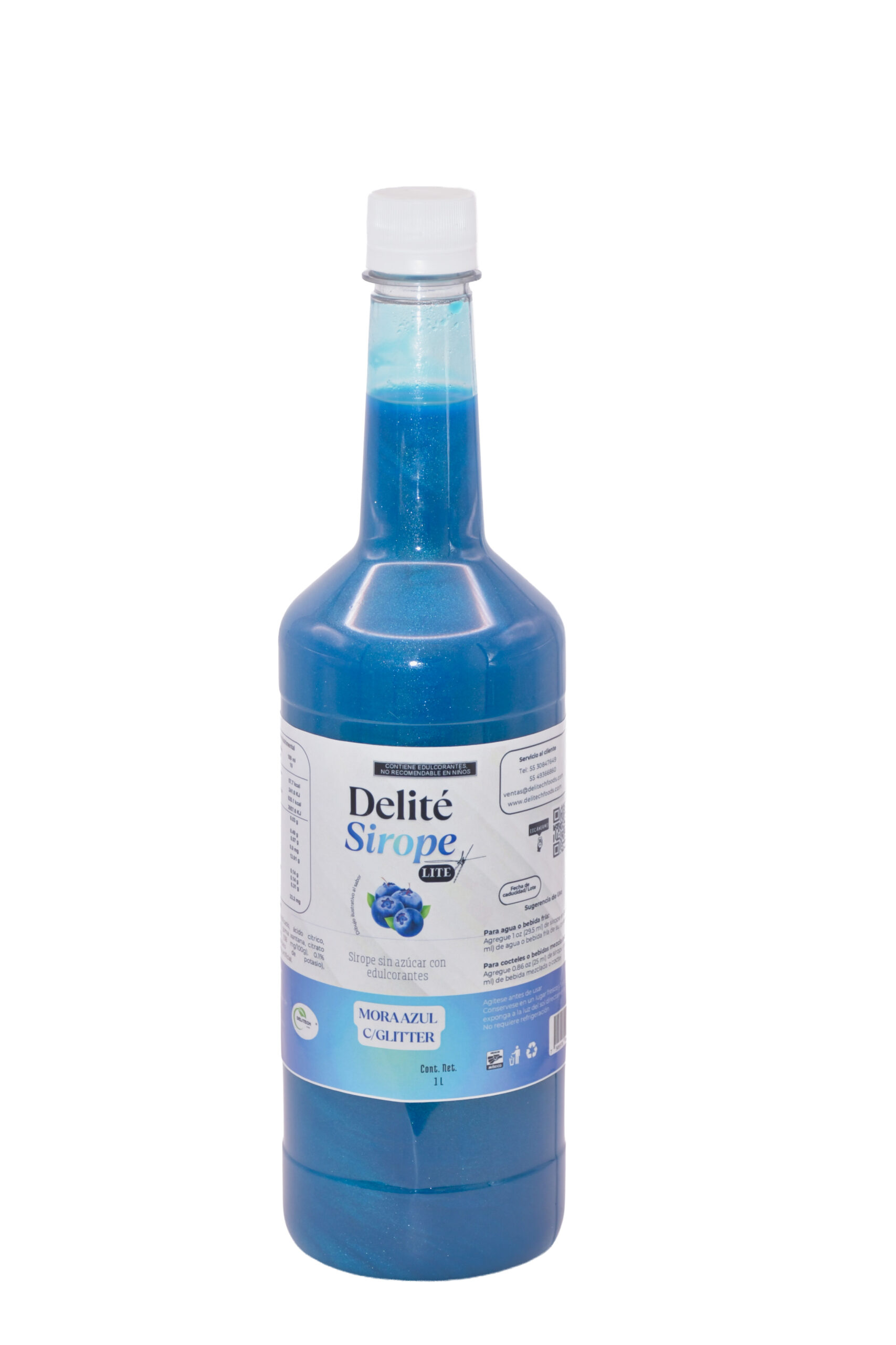 Sirope sabor Mora Azul c/Glitter sin azúcar