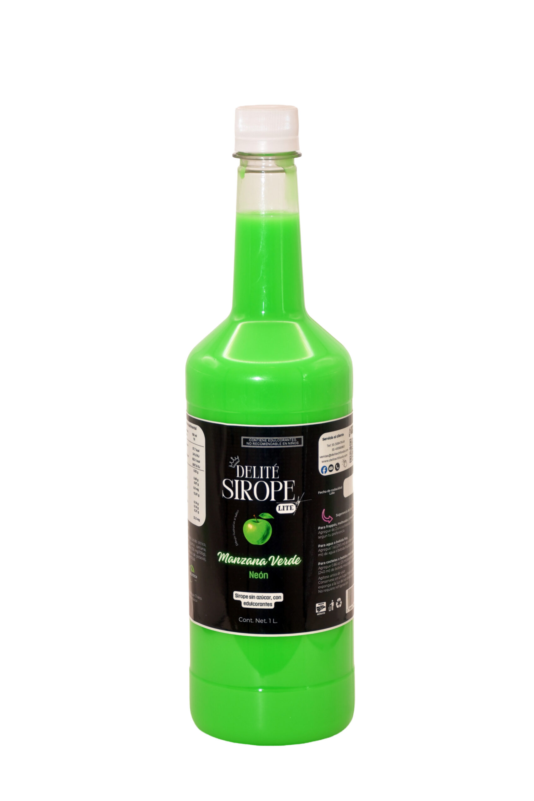 Sirope manzana verde con brillo UV (neón) sin Azúcar